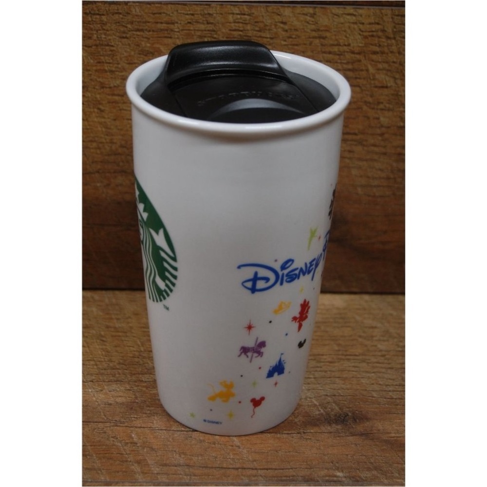 Starbucks Coffee Ceramic Tumbler 12oz 2015 Disney Parks RETIRED w/ Lid - Picture 5 of 7